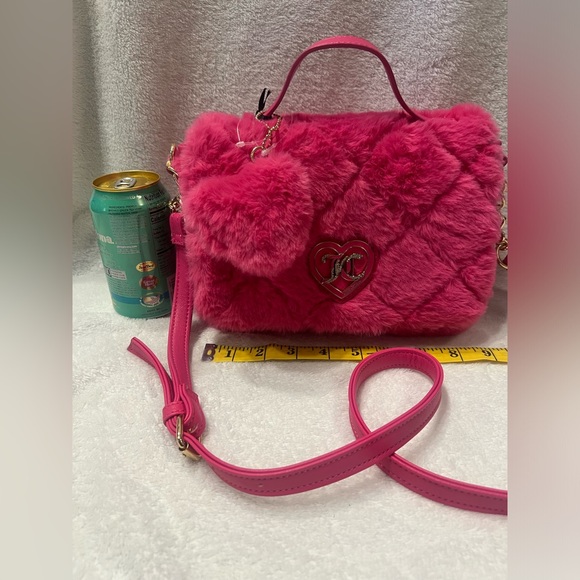 Juicy Couture “Let’s Get Cozy” Crossbody Bag | Pink Flash Faux Fur Purse | NWT - Picture 2 of 12